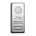 Silver bar with assay mark on a white background